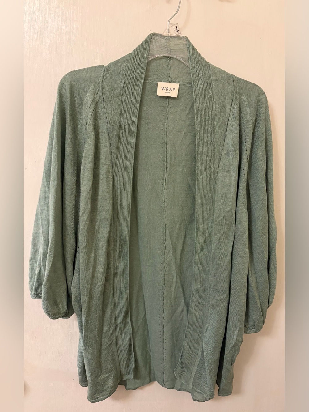 Wrap London Sage Green Open-Front Lightweight Cardigan